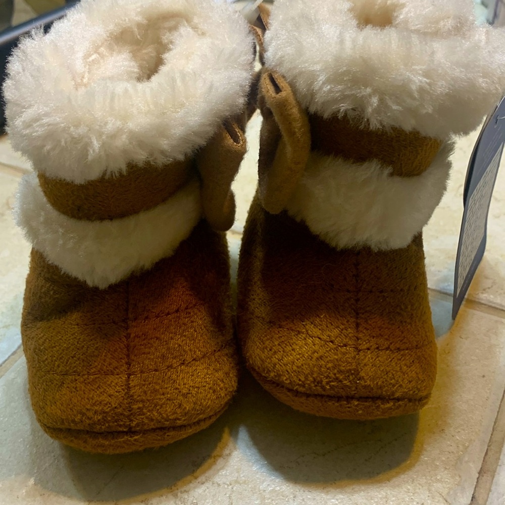 Faux leather Sherpa Baby booties